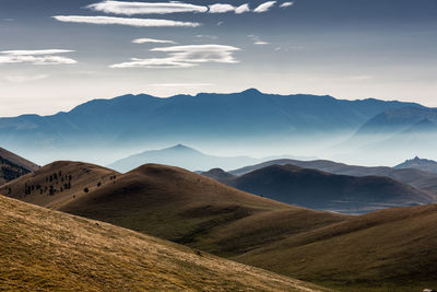 Scenic view of mountains against sky