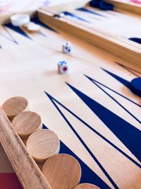 High angle view of objects on table