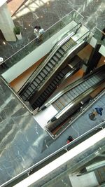 High angle view of escalators