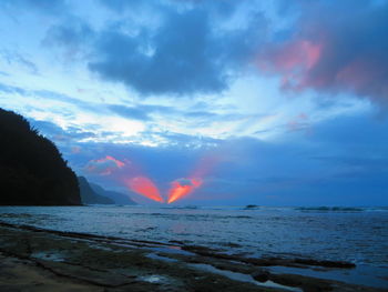 Scenic view of sea against sky during sunset