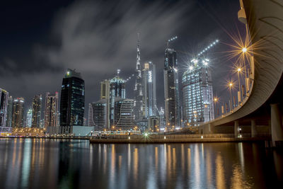 Illuminated city at night