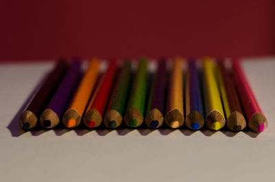 Close-up of multi colored pencils