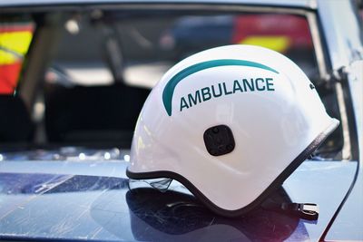 Close-up of text on boat