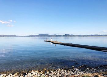 Scenic view of sea against clear sky