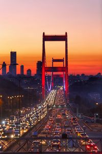 View of bridge at sunset