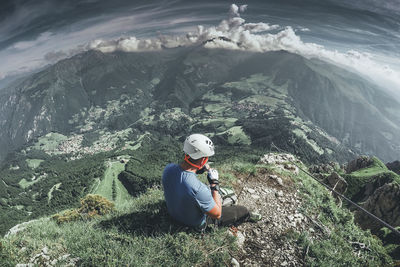 Man sitting on mountain