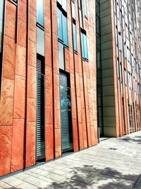 Sunlight falling on glass wall of building