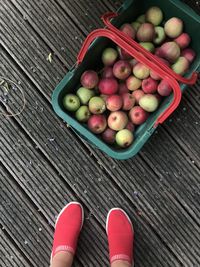 Low section of fruits on wooden table