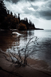 Scenic view of lake against sky