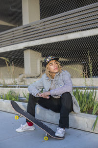 Young man and skateboard.