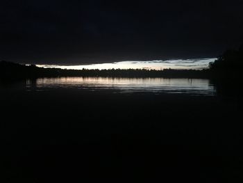 Scenic view of lake against sky at night