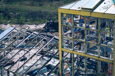 Panoramic shot of metallic structure