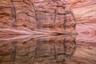 Full frame shot of rock formation reflection 