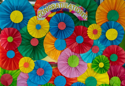 Full frame shot of multi colored umbrellas for sale in market