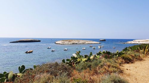 Scenic view of sea against clear sky