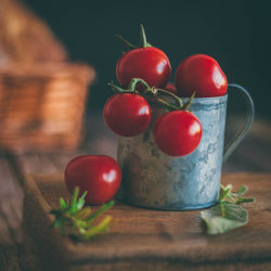 Close-up of cherry tomatoes on table