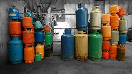 Colorful containers on display