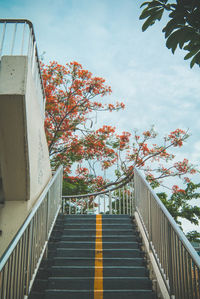 Low angle view of stairs against sky