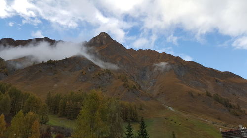 Scenic view of rocky mountains against sky