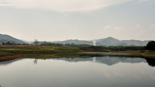 Scenic view of lake against sky