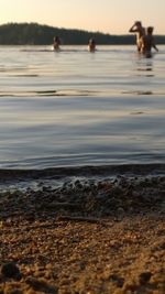 Scenic view of lake at beach