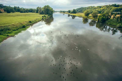 Scenic view of loire river against sky