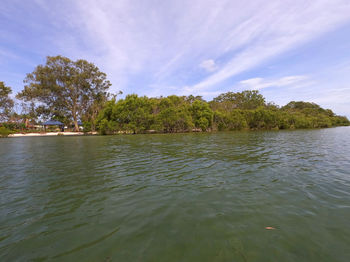 Scenic view of lake against sky