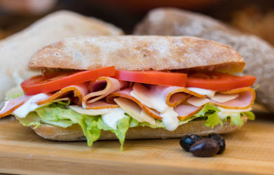 Close-up of sandwich on table