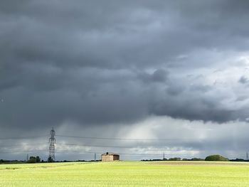 Scenic view of field against cloudy sky