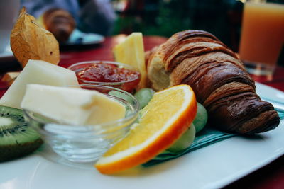 Close-up of food served on plate