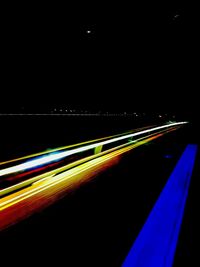 Light trails on road at night