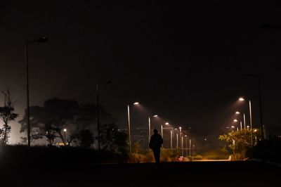 View of illuminated street light at night