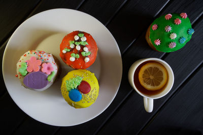 High angle view of food on table