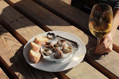 High angle view of food on table