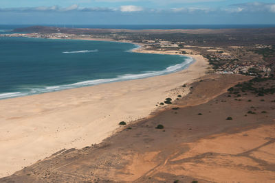 Aerial view of sea and land