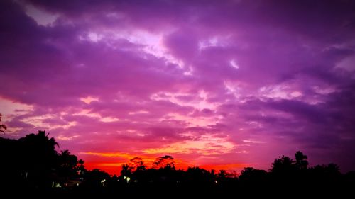 Low angle view of silhouette trees against sky during sunset