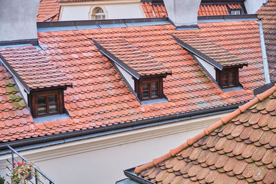 Low angle view of roof tiles