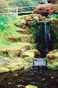 Scenic view of waterfall