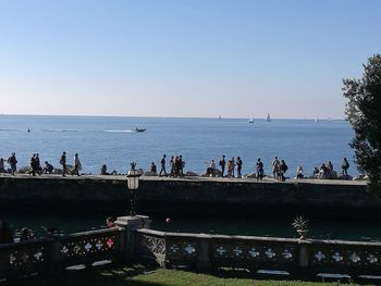 Scenic view of sea against clear sky