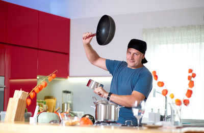 Man preparing food at home
