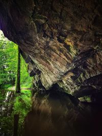 Close-up of rock formation in water