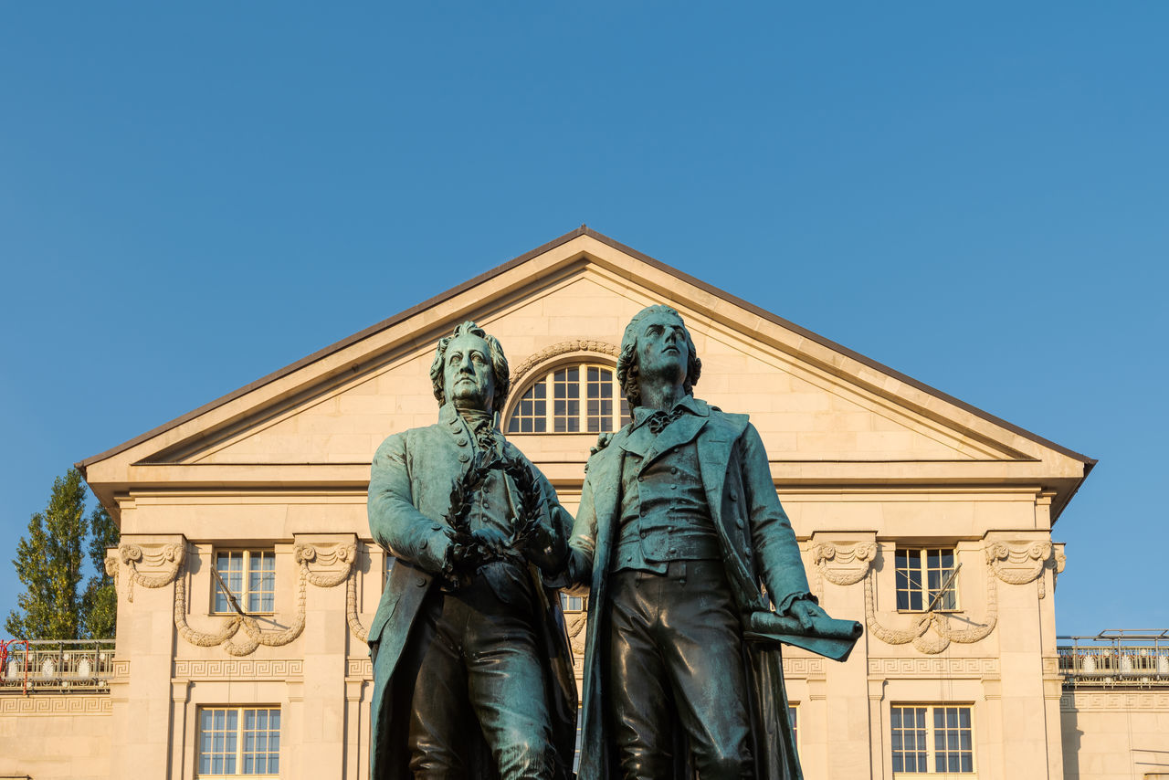 LOW ANGLE VIEW OF STATUE AGAINST CLEAR SKY