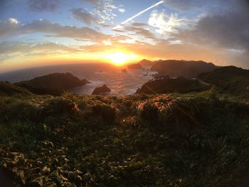 Scenic view of landscape against sky during sunset