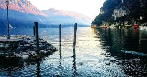 Scenic view of lake against sky