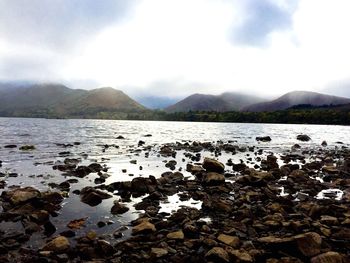 Scenic view of lake against sky