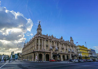 Low angle view of cathedral against clear blue sky