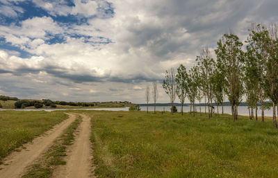 View of the alange reservoir, badajoz, extremadura, spain