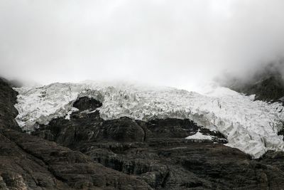 Scenic view of snow covered mountains