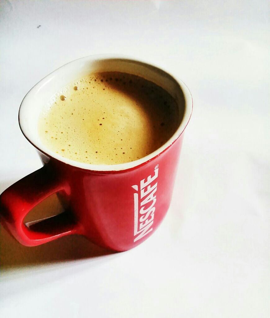 drink, food and drink, coffee cup, refreshment, indoors, coffee - drink, freshness, coffee, still life, close-up, table, cup, saucer, frothy drink, red, beverage, tea cup, spoon, healthy eating, hot drink