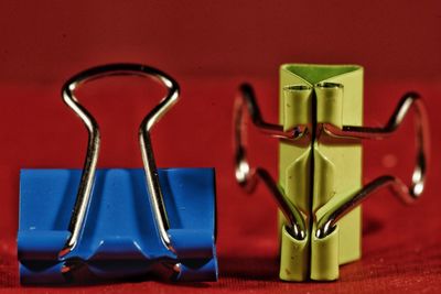 Close-up of objects on table